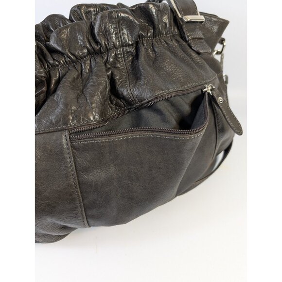 Vera Pelle Leather Purse Slouch Hobo Bag Made in Italy Brown 12” x 18” - Picture 8 of 13